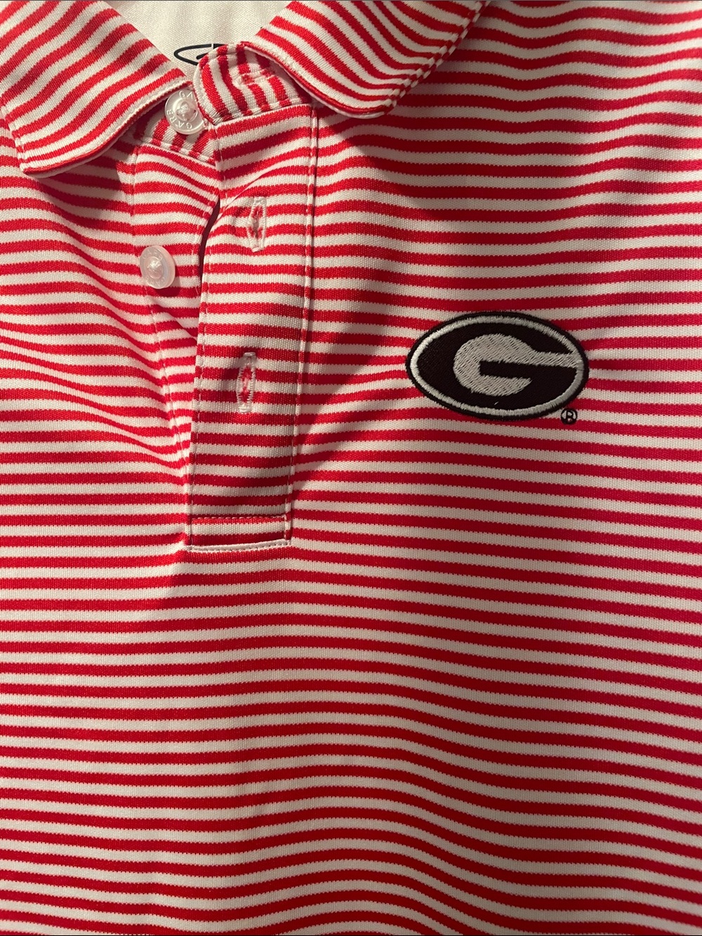Georgia Garb Bulldogs Youth Red & White Striped boys Polo Shirt - Picture 2 of 7